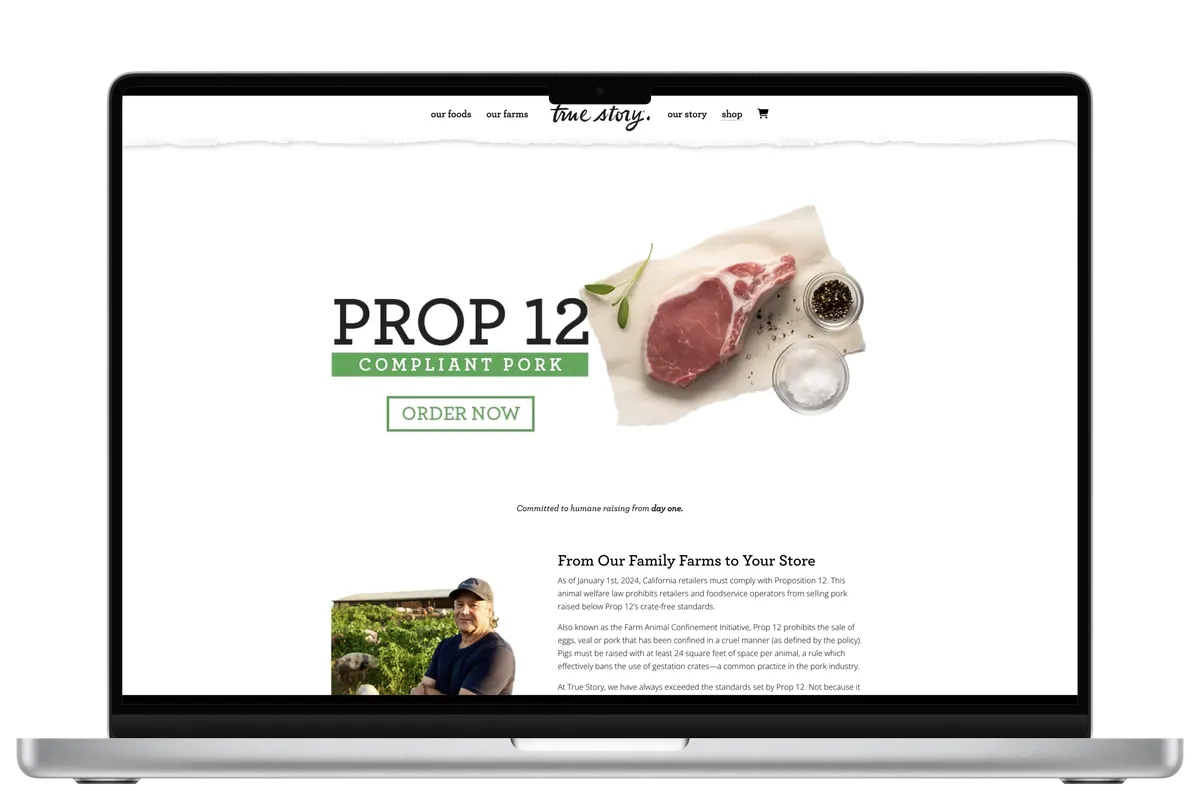 Prop 12 campaign landing page
